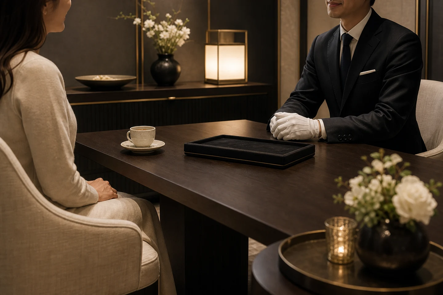 Calm private consultation in the GINZA LUXE lounge